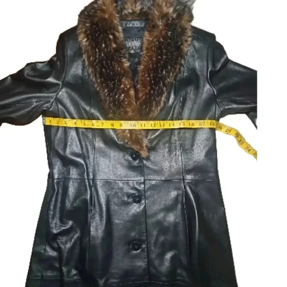 Wilson Leather Women's Black Pelle Studio Vinatge Faux Fur Trim Jacket M - Picture 12 of 13